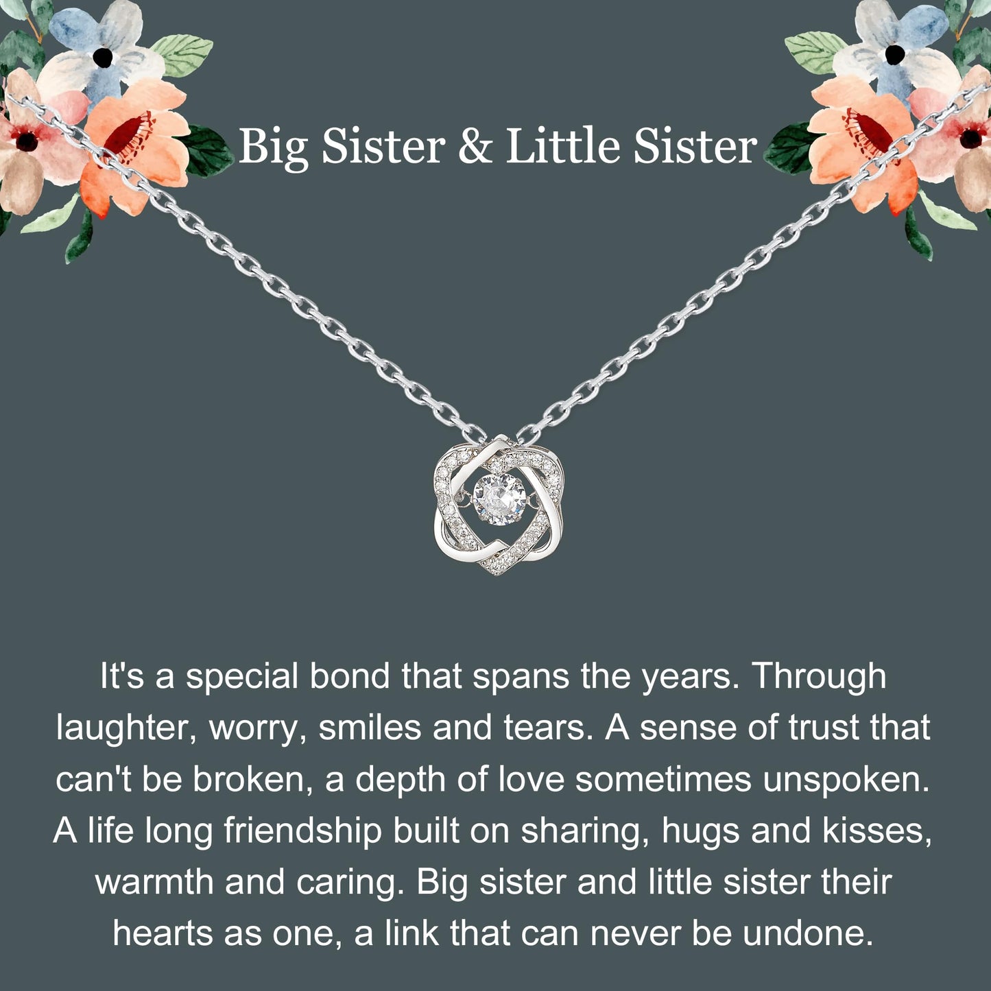 NOURISHLOV Big Sister & Little Sister Gifts: Sterling Silver Interlocking Infinity Heart Necklaces
