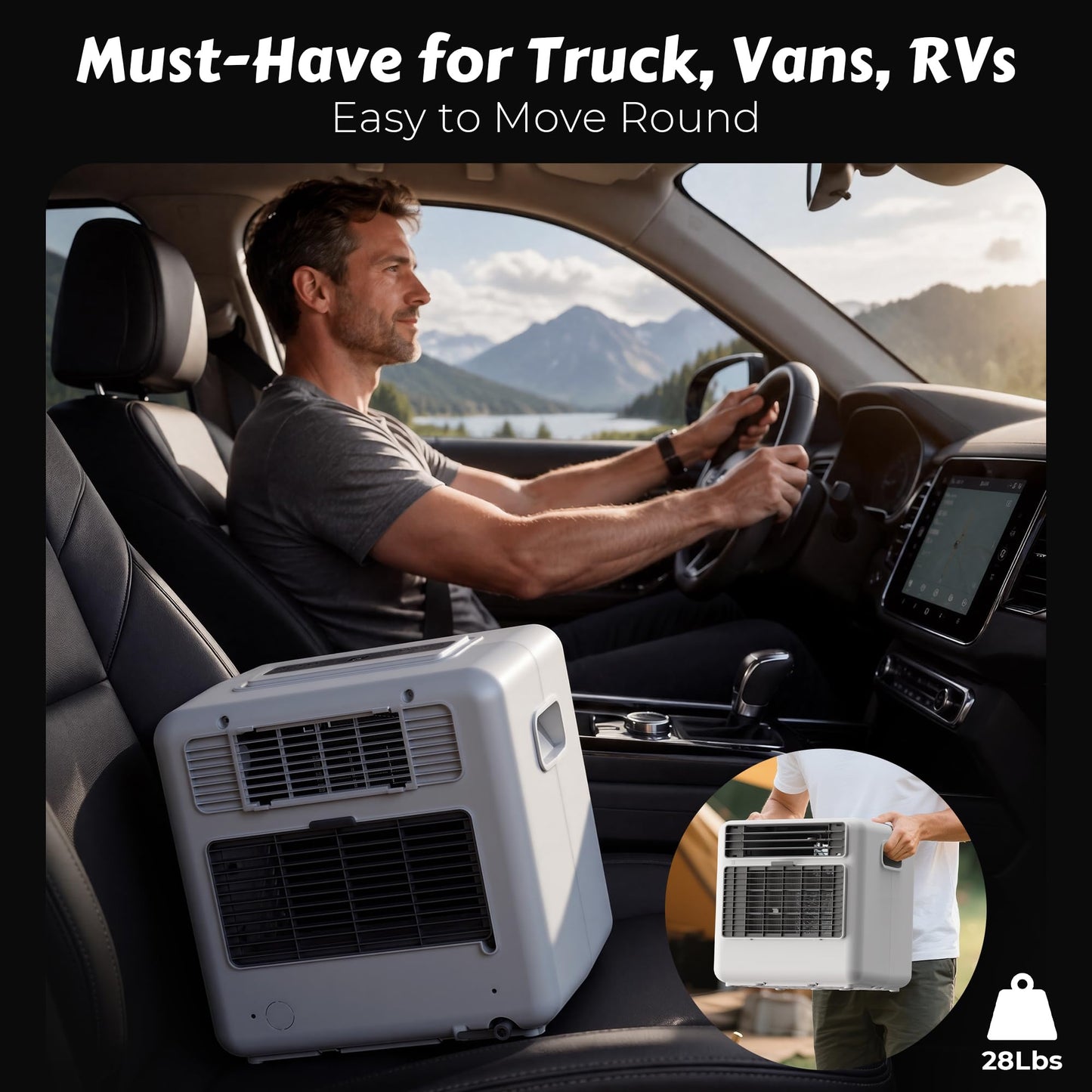 Disaenvir Tent Air Conditioner - Portable Air Conditioner 3300BTU, Compact Air Cooler AC Unit, 24 Hours Timer, Safety Lock, 3 Modes for Tent, Camping, RV, Truck, No Battery (White)