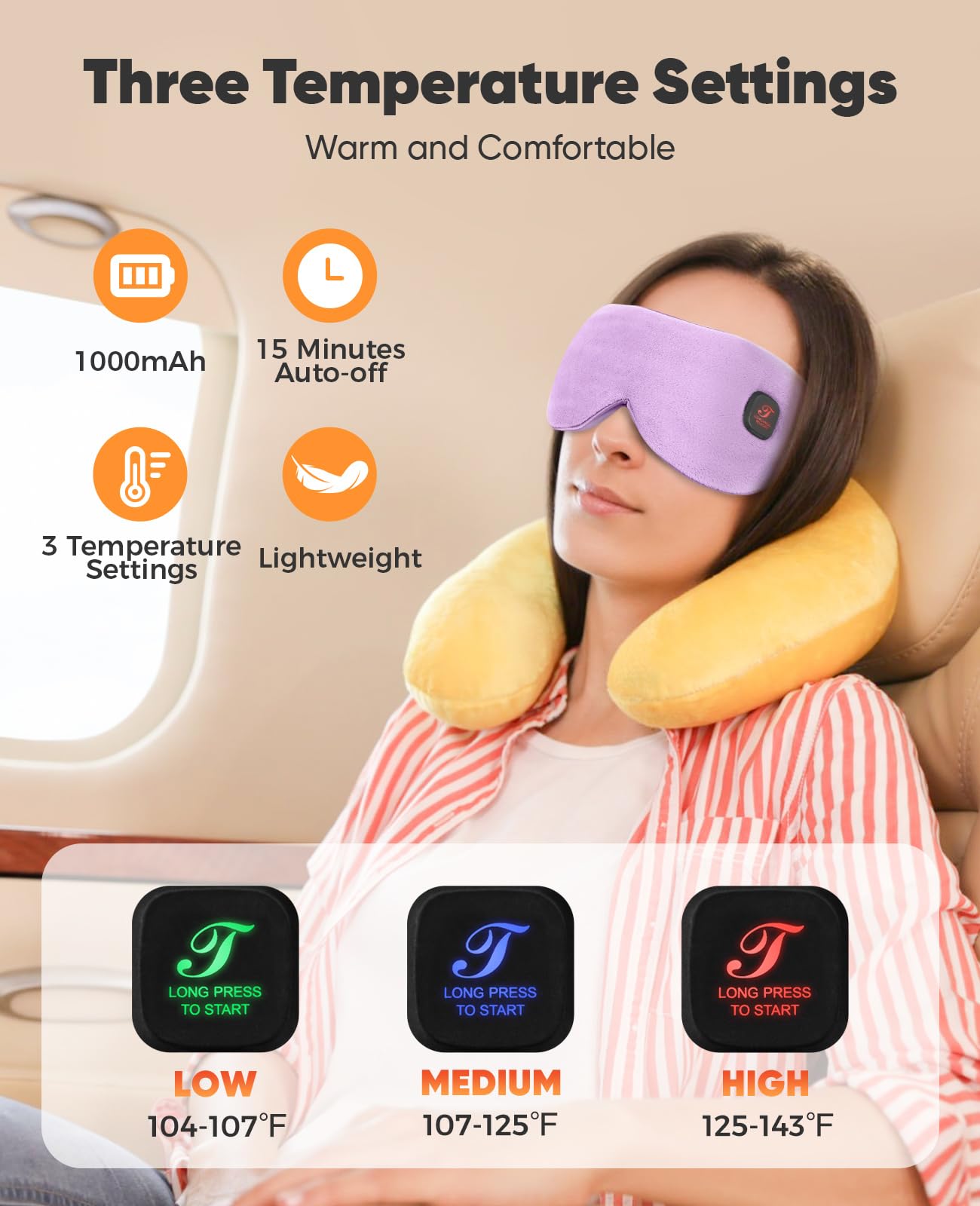 Heated Eye Mask for Dry Eyes, Cordless Warm Eye Compress, Blepharitis, Styes, 1000mAh, Washable Cover, Gifts for Family and Friends, Travel (Purple)