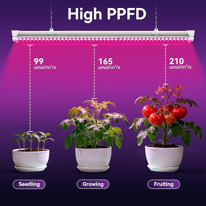 3FT Plant Grow Light, Super Bright Plant Lights for Indoor Growing, Full Spectrum, with ON/Off Switch & Timed Function, Pinkish