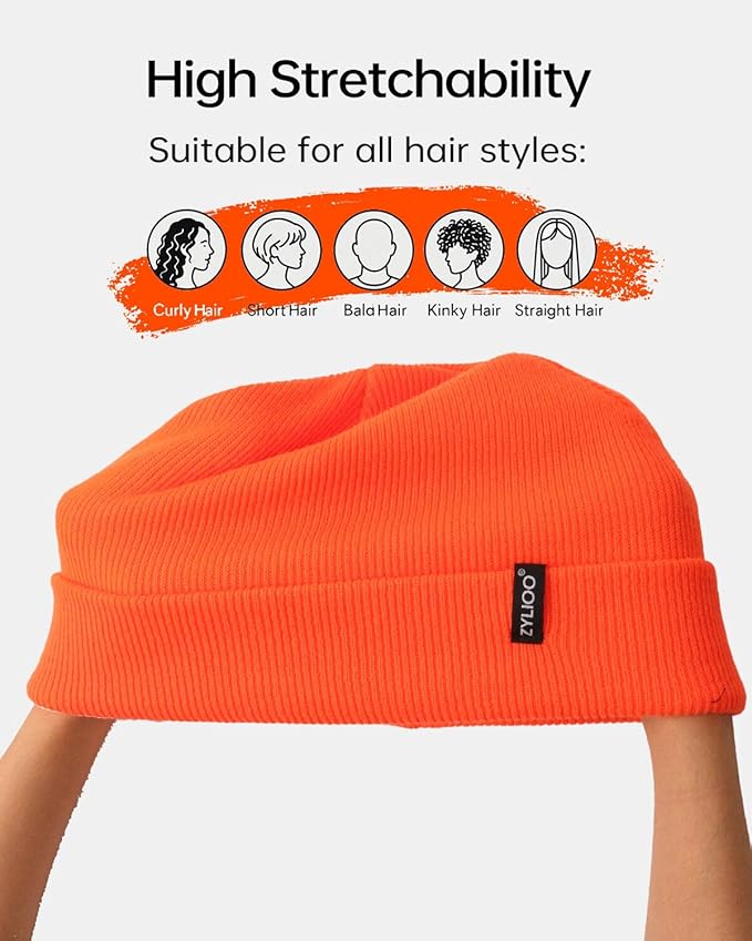 Zylioo Oversize Beanie Hats, XXL Big Size Ribbed Knit Cuffed Winter Hat for Cold Weather, Warm Skull Watch Cap