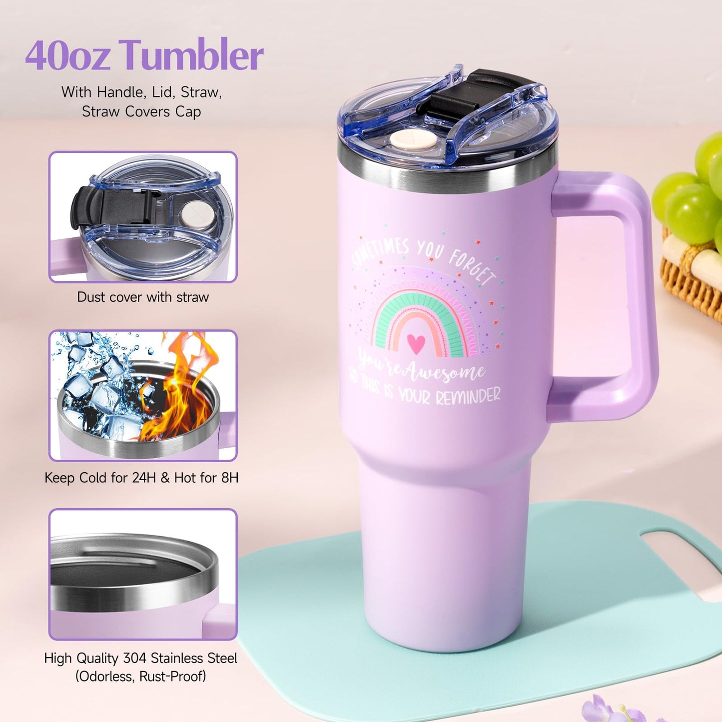 Birthday Gifts for Women, Unique Self Care Gifts Get Well Soon Basket, Christmas Relaxing Spa Gift Care Package w/ Flannel Blanket 40 oz Tumbler, Mothers Day Gifts for Mom Her Sister Friend