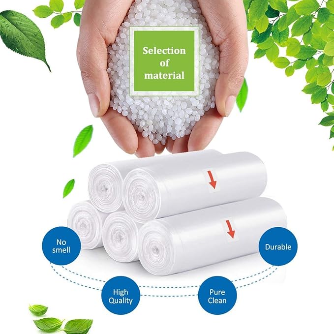 6 Gallon 220 Counts Strong Trash Bags Garbage Bags by Teivio, Bin Liners, for home office kitchen (Clear)