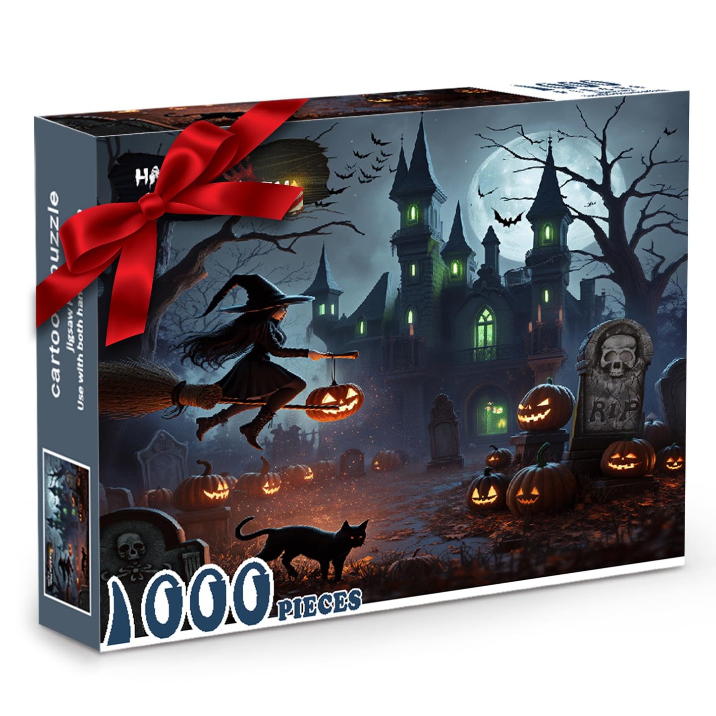 Halloween Puzzles 1000 Pieces-Creative Play & Haunted House Pumpkin,Witch,Ghost,Grave Theme Puzzles-for Holiday Party Gifts or Halloween Home Decorations