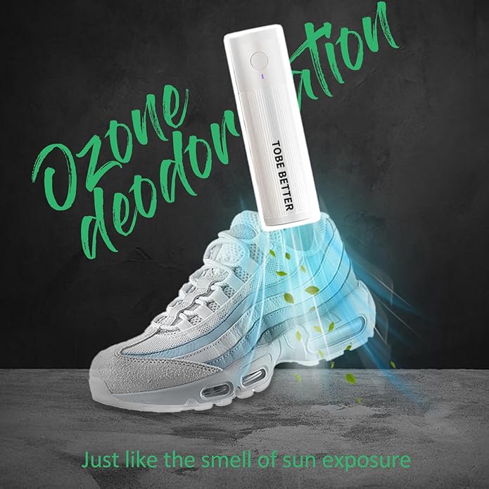 Shoe Deodorizer Rechargeable Ozone Tech Eliminates Odors in All Footwear, Auto Shut-Off Durable Freshener