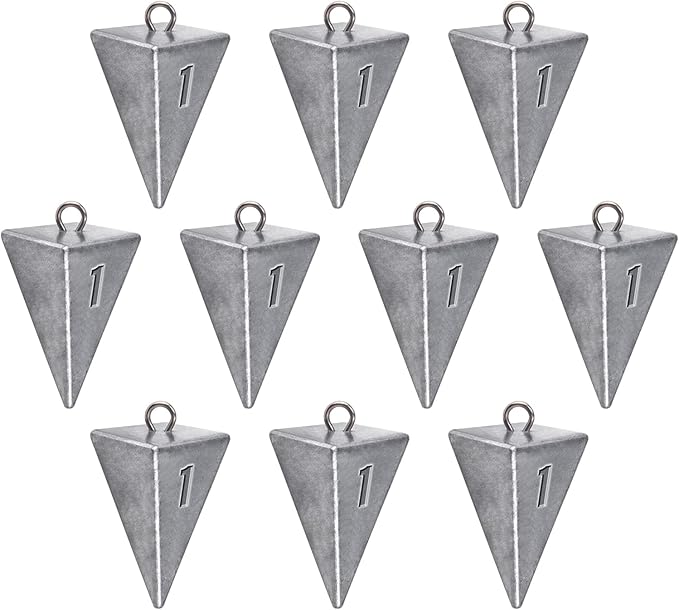 Alwonder Pyramid Sinkers Fishing Weights Fishing Sinkers, Saltwater Freshwater Lead Fishing Weight Sinker for Ocean Surf F...