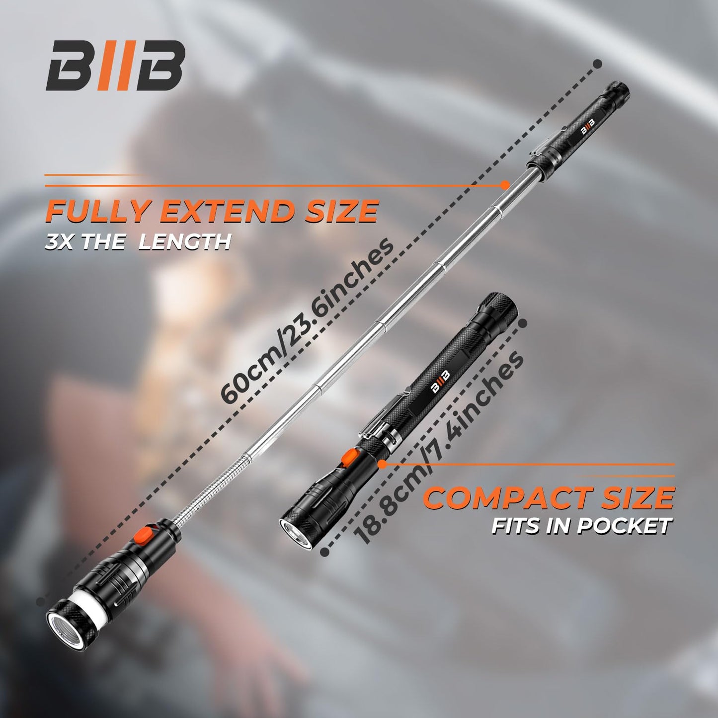 BIIB Stocking Stuffers for Men, Gifts for Men LED Telescoping Magnetic Pickup Tools, Mens Gifts for Christmas, Gifts for Dad Him Boyfriend, White Elephant Gifts, Dad Gifts for Mens Who Have Everything
