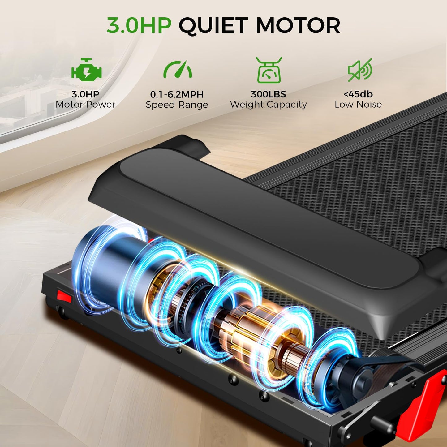 Foldable Treadmill for Home, 3-in-1 Walking Pad with 15% Incline Handle Bar, 300LBS Capacity, 3.0HP Quiet Brushless, Small Treadmills for Small Spaces FutureGlide
