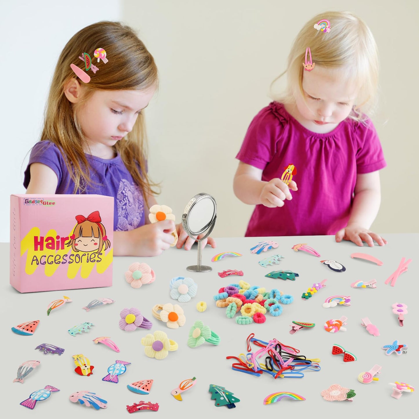 Toddler Girls Hair Accessories Kit, Little Girl Hair Clips Set Hair Stuff Kids Hair Ties Accessory Kits Variety Pack Cute Barrettes Hair Clip Sets Toddlers accesorios cabello niñas 4-6 3 4 5 Year Old