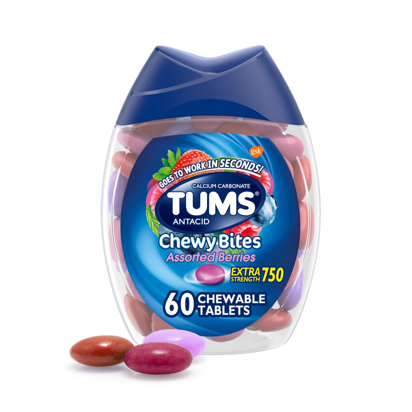 GoodSense Omeprazole Tablets 14 Count (3 Pack) and TUMS Chewy Bites Antacid Tablets 60 Count