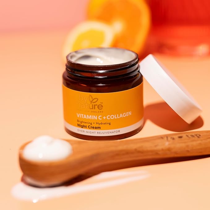 By Nature Face Night Cream - Vitamin C + Collagen PM Moisturizing Facial Lotion for Women (2 Oz)