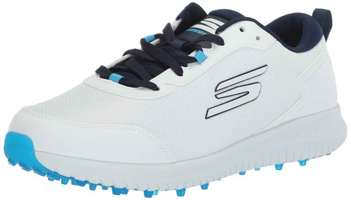 Skechers Men's Max Fairway 4 Lightweight Spikeless Golf Shoe, White/Navy, 11 Wide