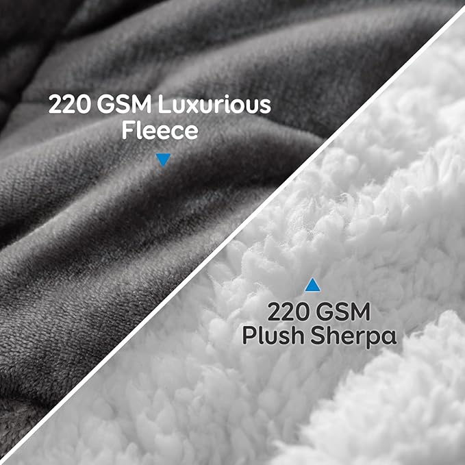 Cottonblue Sherpa Fleece Weighted Blanket 15 Pounds Queen Size 60” x 80 Heavy Weighted Blankets for Adults Perfect for 150-210 lbs, Soft Cozy Fuzzy Blankets 60x80 inches, Idea Gifts, Gray