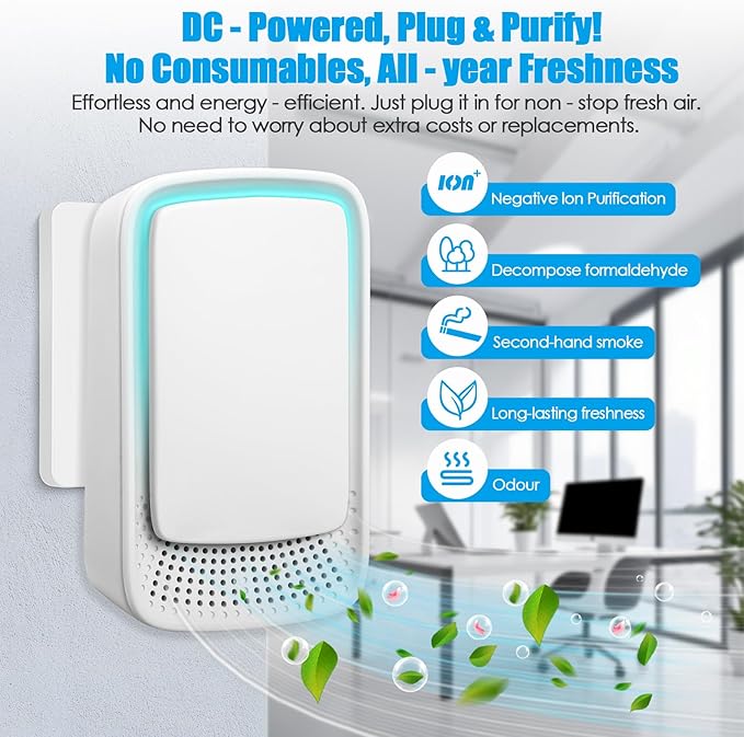 6 Pack Plug In Air Ionizers, Quiet Operation Air Freshener for Home, Office, Bedroom, Kitchen, Garage Room, Portable Air Purifiers, Pets Smell - Air Cleaner (White)