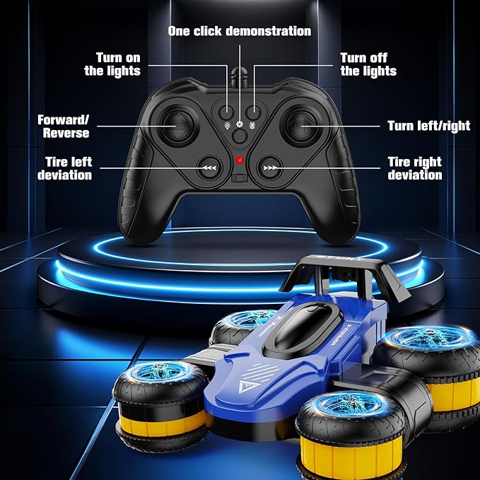 High Speed Drift Remote Control Stunt Deformation Car, Birthday Gifts, for Boys and Girls 4-16 Years Old (Red and Yellow)