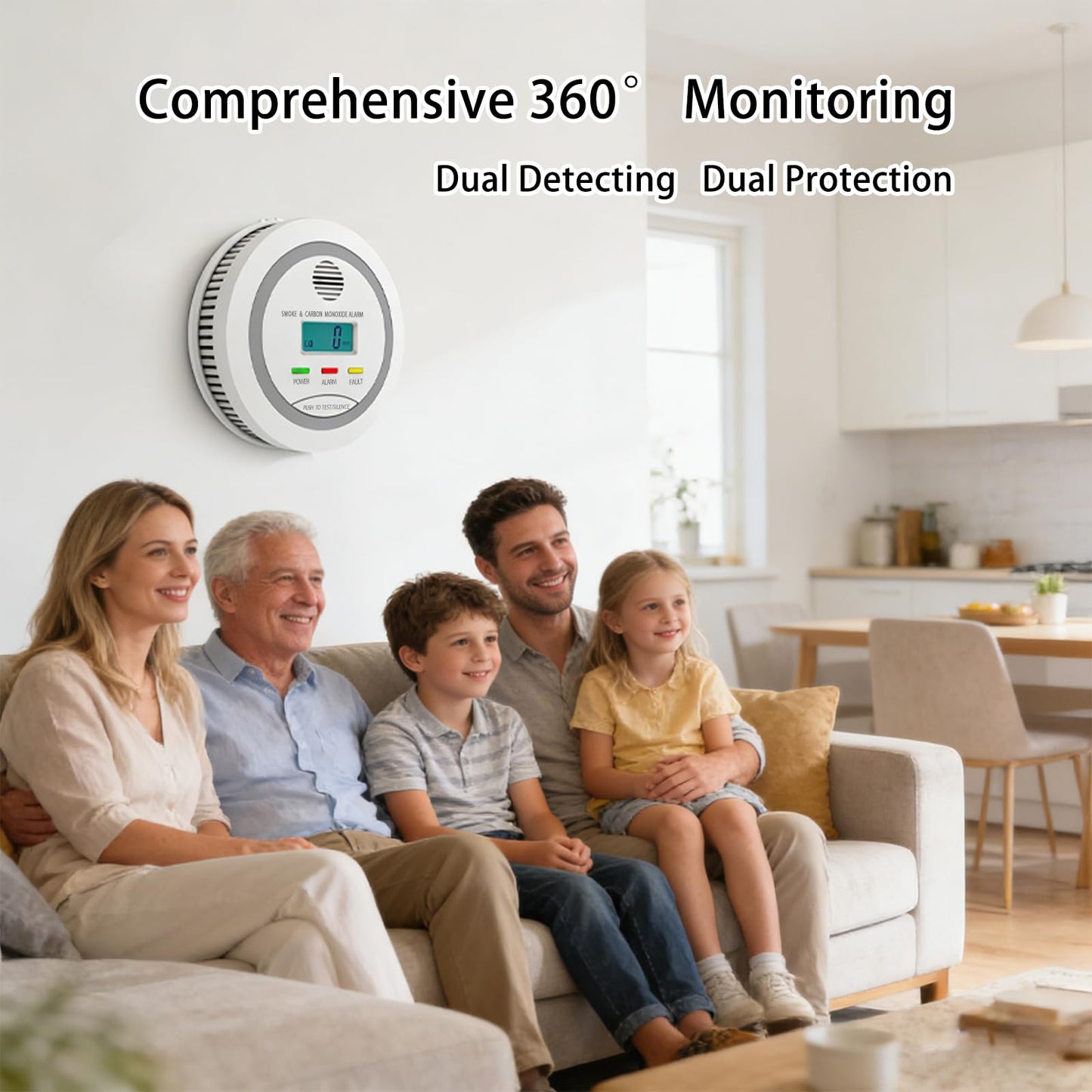 Virtue Sensor Smoke & Carbon Monoxide Detector, 2-in-1 CO Detector Alarm for Home Garage RV with LCD Display Safety Alarm System Audible and Visual Alert