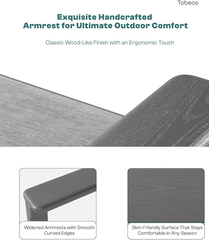 HDPE 3 Piece Patio Furniture Set, All-Weather Outdoor Couch Bistro Set with Thick Cushions & Side Table, Patio Conversation Sets for Lawn, Garden, Porch, Balcony, Deck, Poolside, Grey