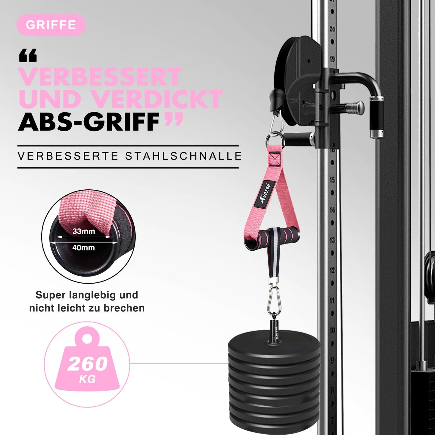 HPYGN Gym Equipment, Gym Exercise Handles, Cable Attachments for Gym, Replacement Handle Attachments for Cable Machine Pulleys, Resistance Band and Strength Trainer, Pull Down Workout Accessories