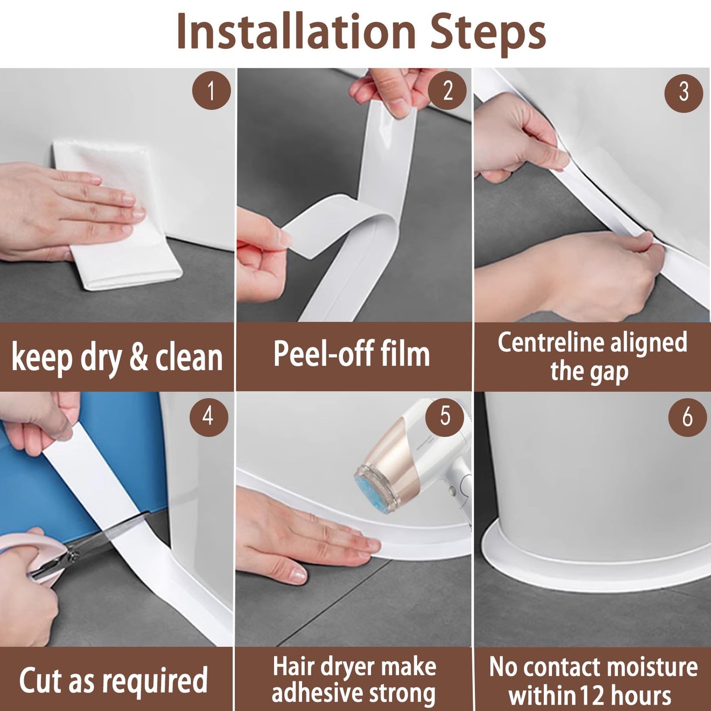 Caulk Tape, Toilet Caulk Strip Waterproof, Traditional Caulking Replacement, Caulking Sealant Tape for Kitchen, Sink, Bathroom, Countertop, Shower, Bathtub Edge Protector (1.5" x 10.5Ft)
