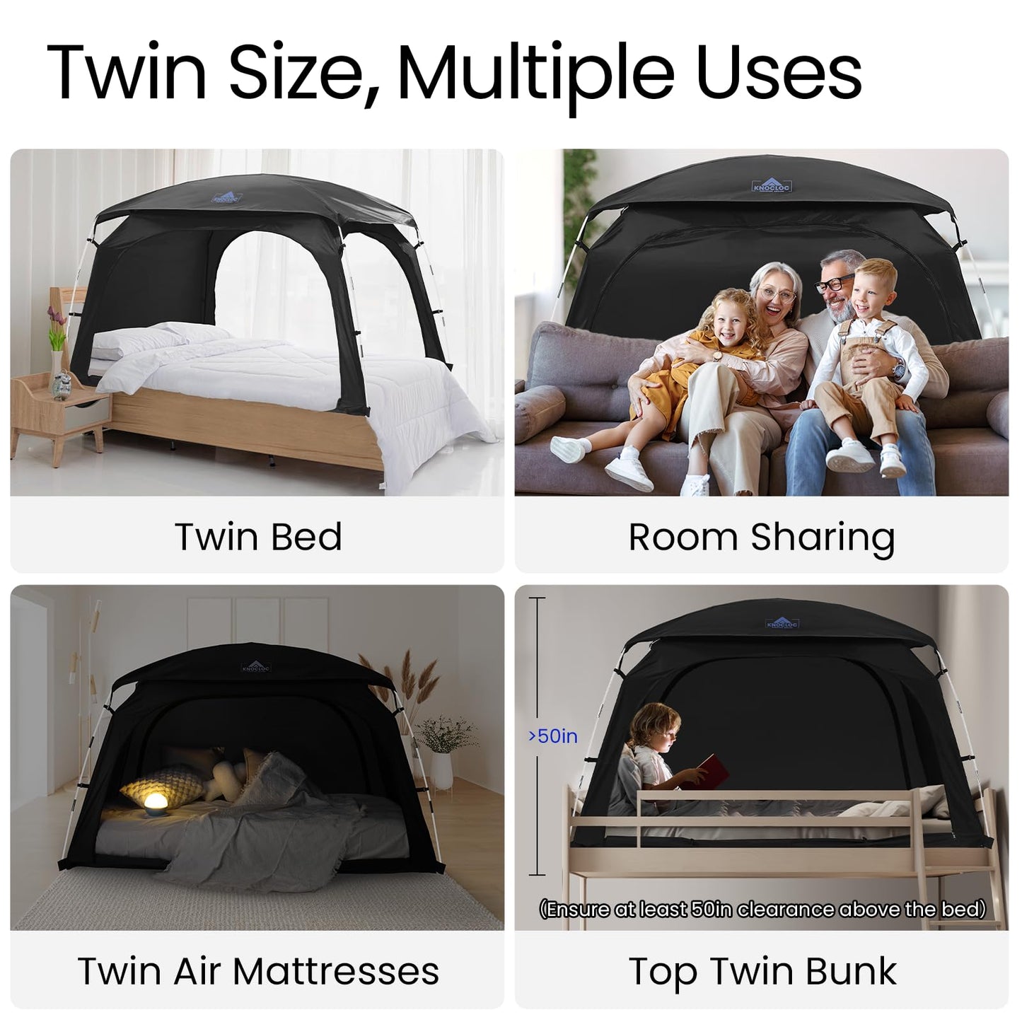 Twin Bed Tent for Kids and Toddlers, CPC Certified Bed Fort, 95% Blackout Sensory Tent for Sleeping, Calming & Privacy, Breathable & Portable, Easy to Use