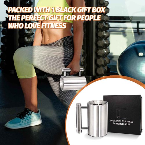 DITOSH 6kg 13.2lb Heavy Coffee Mug Challenge 304 Stainless Steel Dumbbell Cups Silver Overweight Sports Water Cup for Fitness Training Arm Strength Prank Gift Home Gym Workout Equipment 100ml 3.4oz