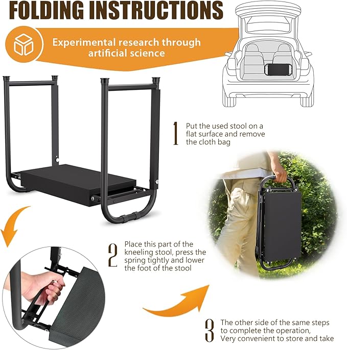 seasky Foldable Garden Kneeler and Seat, Anti-Tipping Gardening Bench Widened Thick Soft Kneeling Pad, Heavy Duty Gardening Stool with Tool Bag,Gardening Gift for Women