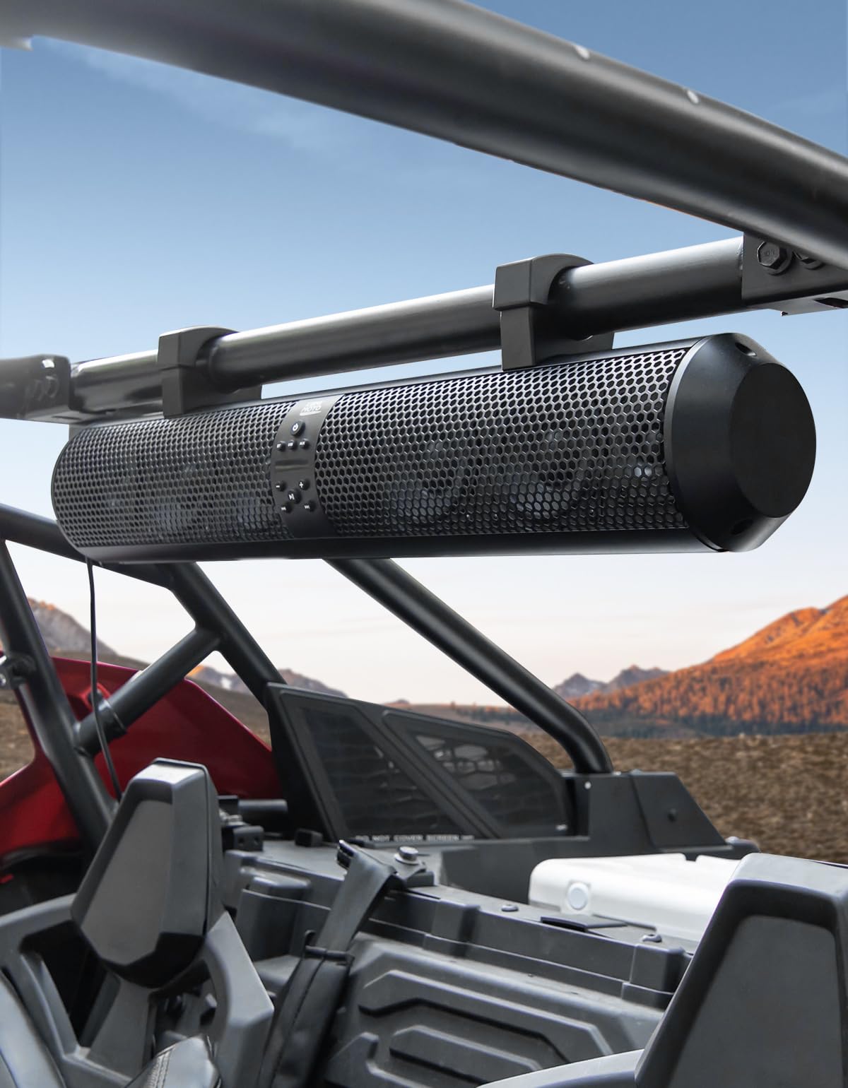 KEMIMOTO UTV Sound Bar 28 Inch ATV Soundbar 4X Subwoofers 2X Tweeters Bluetooth Golf Cart Sound Bar Compatible with Polaris RZR Can-Am Defender X3 CFMOTO ZFORCE, for 1.56"- 2.25" Roll Cage