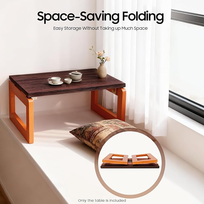 cutooio Foldable Coffee Table, Japanese Coffee Table, Portable Low Picnic Table, for bedrooms, beds, Study Rooms, Tea Rooms, 23.6''x 15.7''x 11.8''