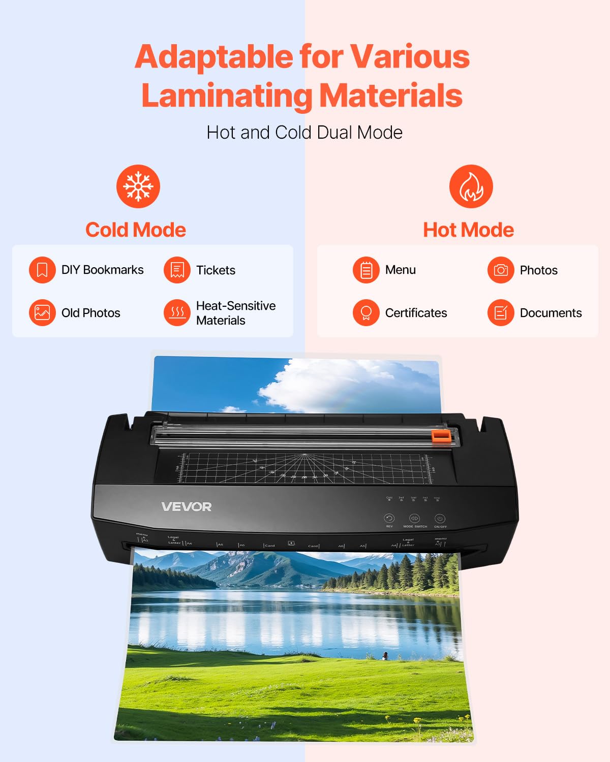 Vevor Laminator Machine, Cold And Hot Laminator For Max A3 Paper Size, 1 Min Quick Warm Portable Laminator, 3-10 Mil Thickness,