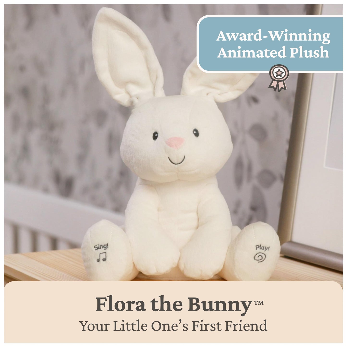GUND Baby Flora The Bunny Animated Plush, Singing Stuffed Animal Toy for Ages 0 and Up, Cream, 12" (Styles May Vary)