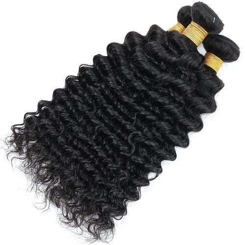 Condescension Brazilian Human Hair Bundles 18 20 22 Inch Deep Wave 3 Bundles Human Hair 100% Unprocessed Remy Brazilian Virgin Weave Hair Natural Black for Women