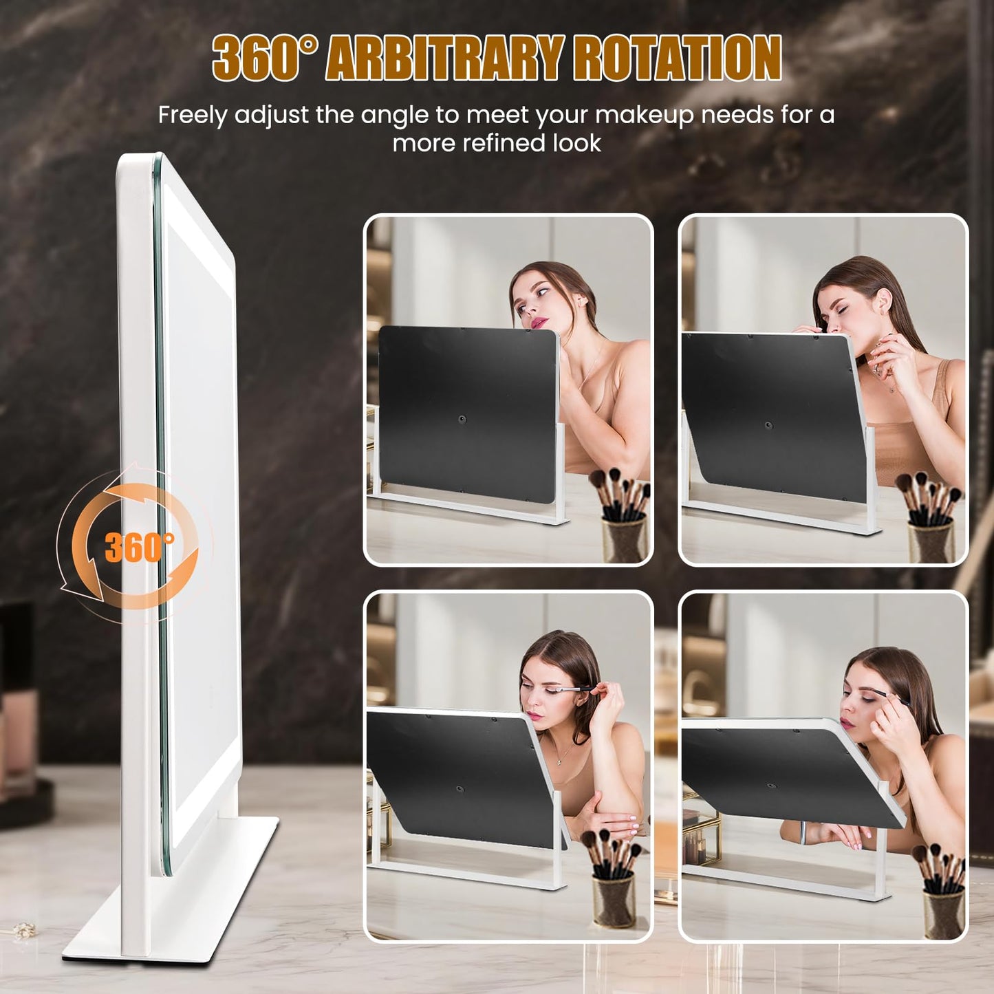 Bearolve Vanity Mirror with Lights, 22  17 LED Makeup Mirror, HD Professional Mirror, Smart Touch with 3-Color Lighting, Dimmabl