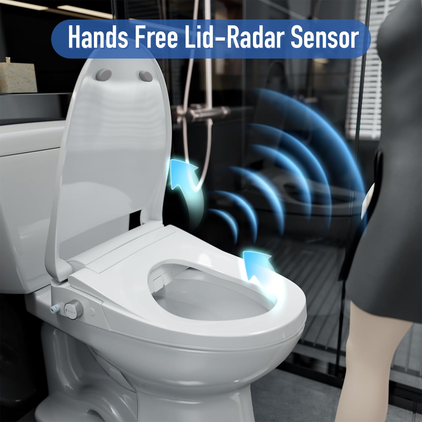 ZingPOP Smart Toilet with Bidet Built In, Bubble Shield, Heated Bidet Seat with Warm Water & Dryer, Radar Sensor Auto Open/Close, LED Temp Display, Electric Bidet Toilet Seat for Bathroom