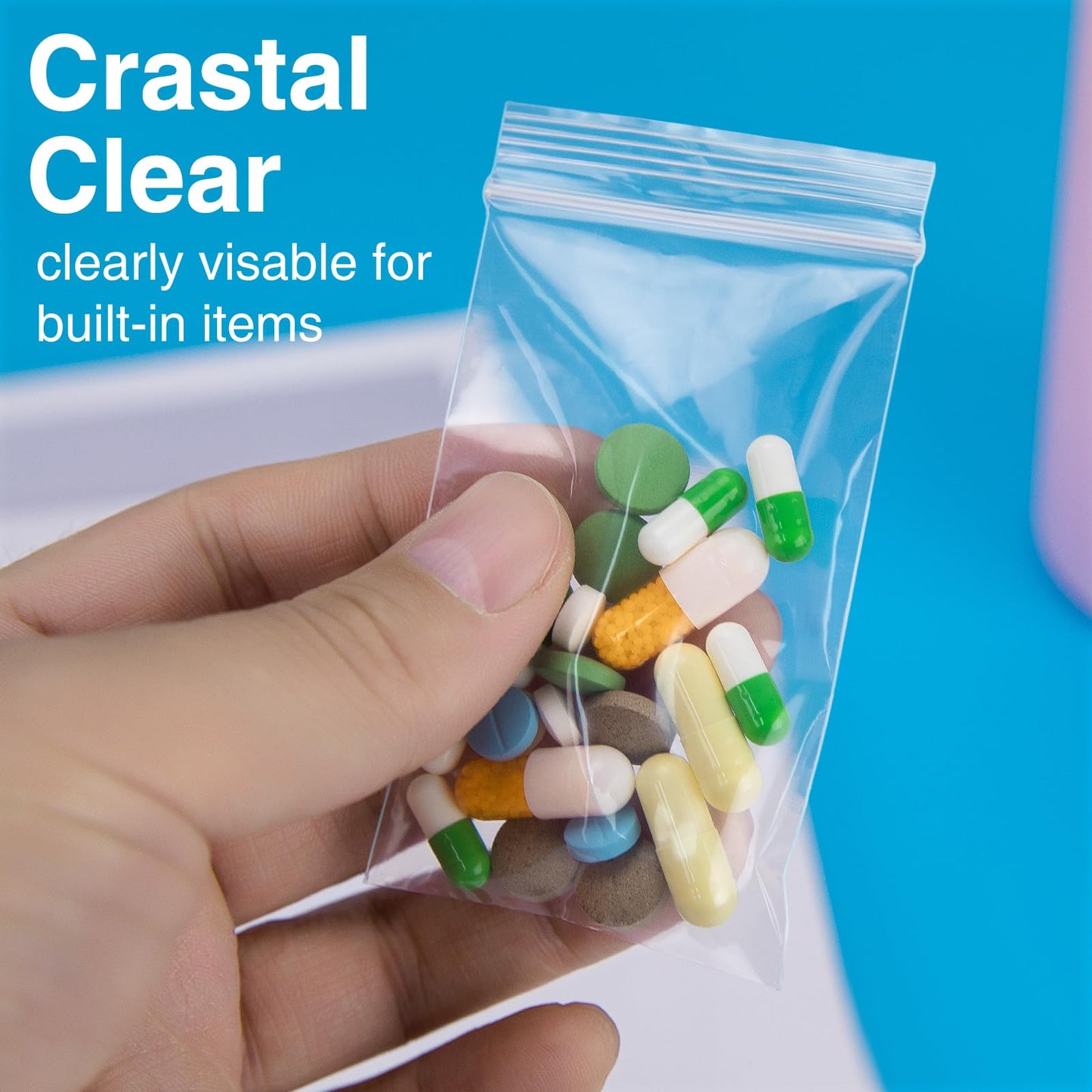 1200pcs 2 x 3 Clear Zip Bag, Small Plastic Jewelry Bags, 2 mil Thick Small Baggies, Resealable Zipper Bag, Storage Baggies for Daily Vitamin, Jewelry, Candy
