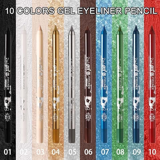 Kaely 2Pcs Black Dark Brown Waterline Pencil Eyeliner, Sharpenable Multi-Use Gel Eyeliner Pencil, Eye Liner Waterproof Smudge proof, Smooth Eye Makeup Liners, delineador de ojos contra el agua, 01+06