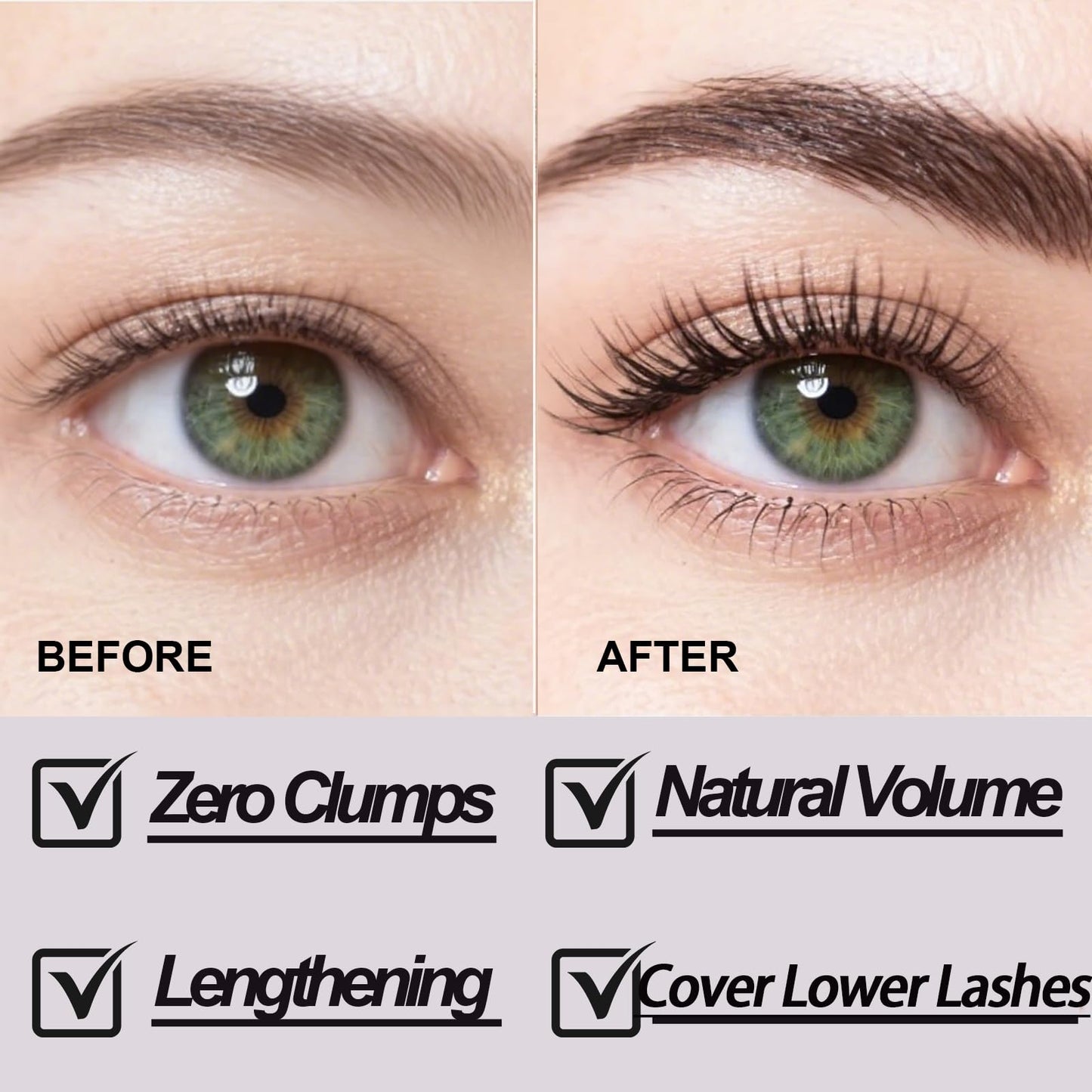 Brown Mascara for Fine Short Lash & Older Women & Mulit-layered Lashes, Ultimate Length Volumizing Lower Bottom Lashes Mascara,