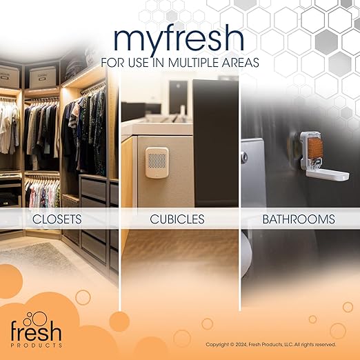 Fresh Products myfresh 2.0 Personal Air Freshener with Dry Fragrance Technology for Small Spaces Compact Design Motion Sensor Battery Included Alpine Forest 6 pk
