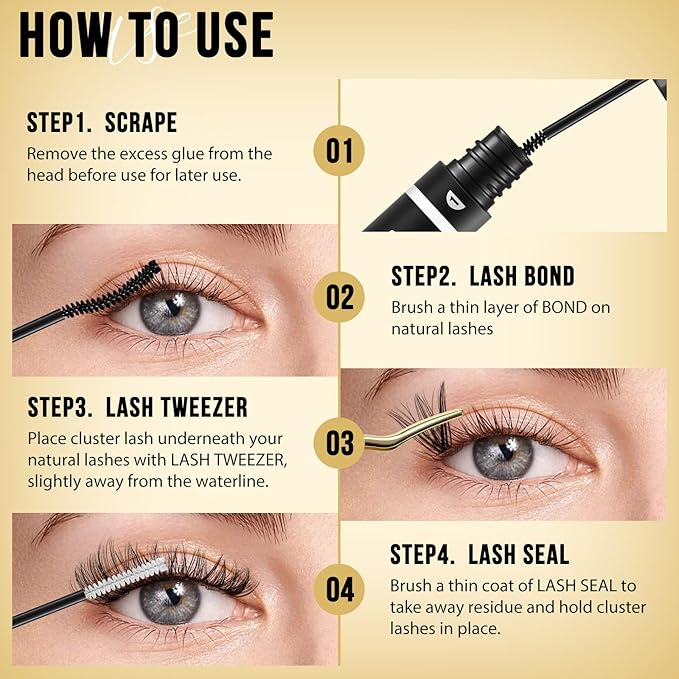 QUEWEL Lash Clusters 320Pcs Cluster Lashes 40D C Curl Lash Cluster Eyelash Extensions Mix12-18mm Individual Eyelashes Clusters Wispy Lash Clusters Thin Band Soft to Use at Home(40D C Mix12-18)