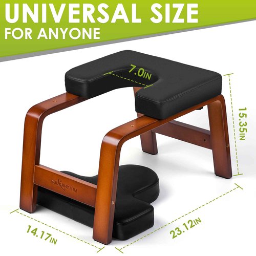 BODY RHYTHM Yoga Headstand Bench, Yoga Inversion Chair, Headstand Trainer for Relieve Stress, Improve Sleep & Digestion and Strength Training, Ideal for Home Workout, Fitness and Gym (Chocolate Black)