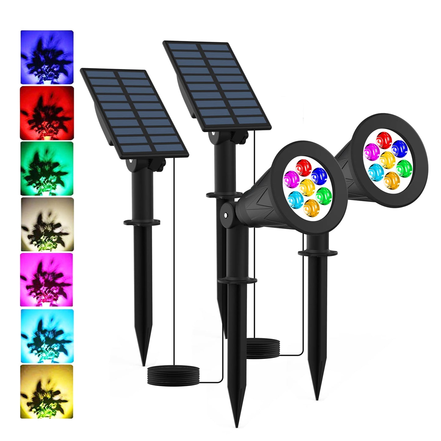 T-SUNUS Halloween Solar Landscape Spotlights Color Changing, Christmas Spot Lights Waterproof IP65 Garden Pond Light, 180° Adjustable Wall Light, Separately Installed for Outdoor/Indoor Pack of 2