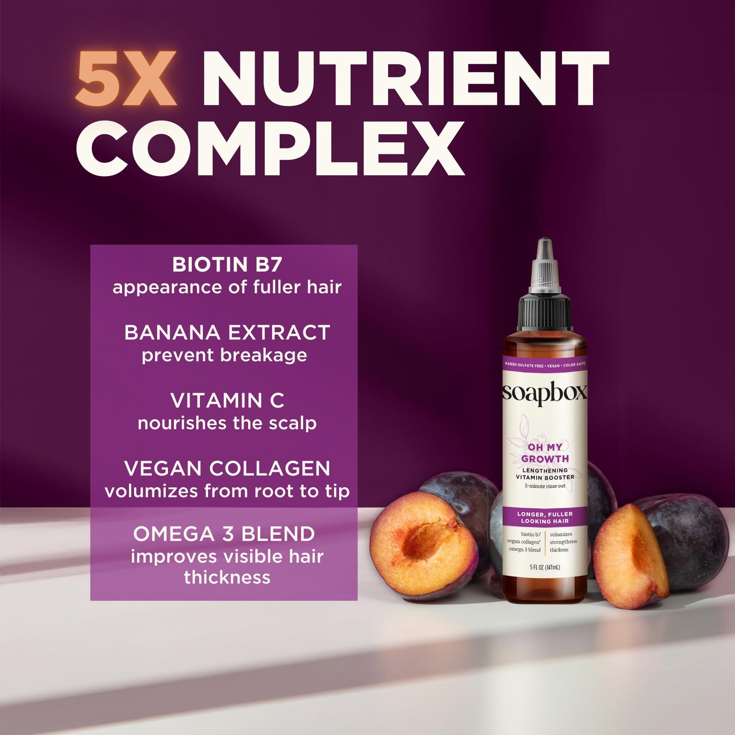 Soapbox Oh My Growth, Lengthening Vitamin Booster Treatment for All Hair Types with Biotin, Vegan Collagen & Vitamins A & C, Par