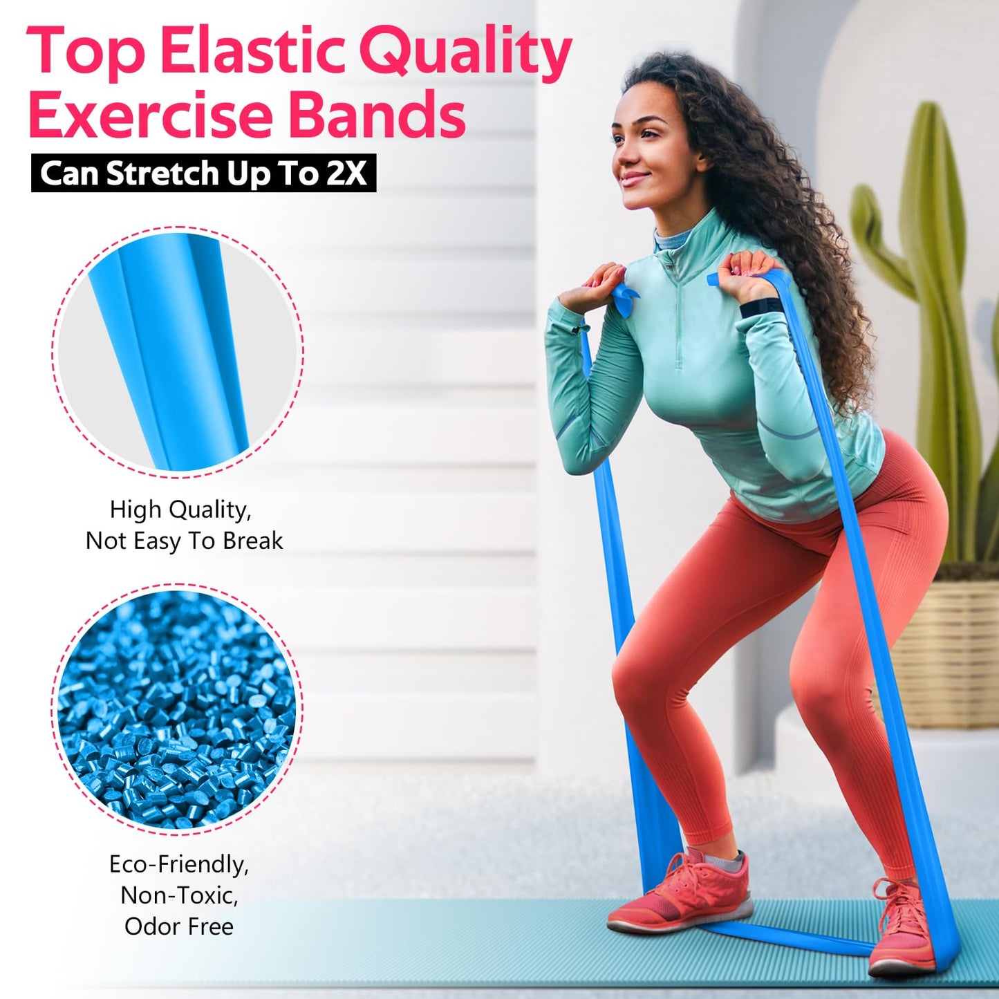 Resistance Bands for Working Out, Exercise Bands for Physical Therapy, Stretch, Recovery, Pilates, Rehab, Strength Training and Yoga Starter Set