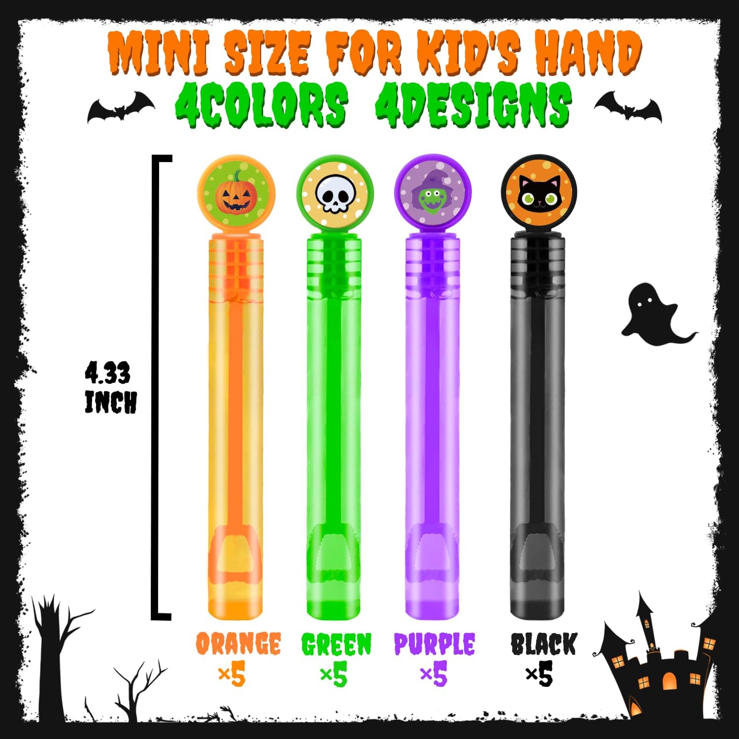 Halloween Goodie Treat Bag Stuffers Fillers for Kids 20 Pack, Mini Bubbles Party Favors Supplies for Toddlers, Non Candy Trick or Treat Trinkets, Halloween Classroom Toys Gifts Prizes for Boys Girls