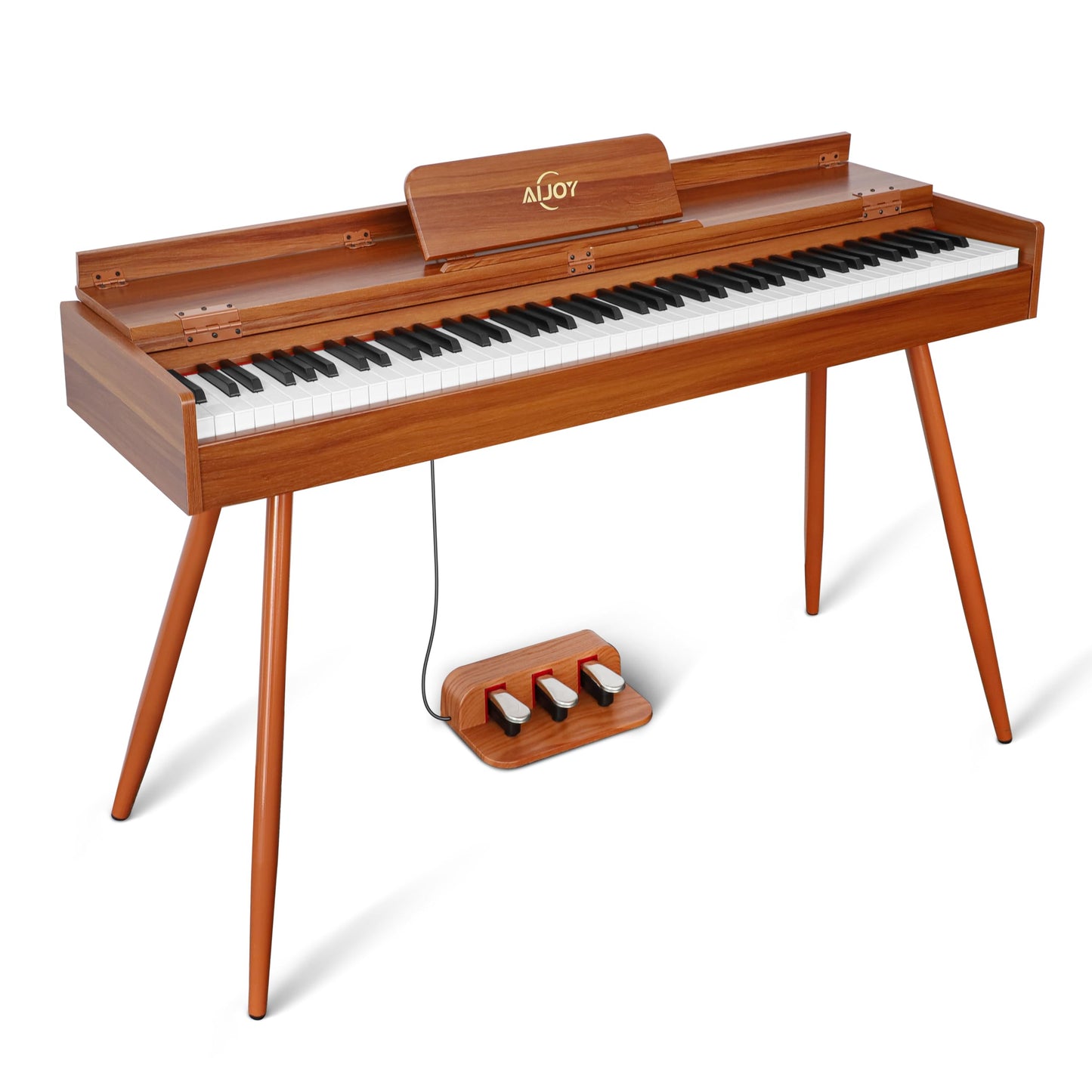 AiJoy 88-Key Weighted Digital Piano for Beginners – Realistic Hammer Action Full Size Desk Cover Electric Piano Keyboard with Triple Pedal, 20W Speaker, Supports USB-MIDI Connecting