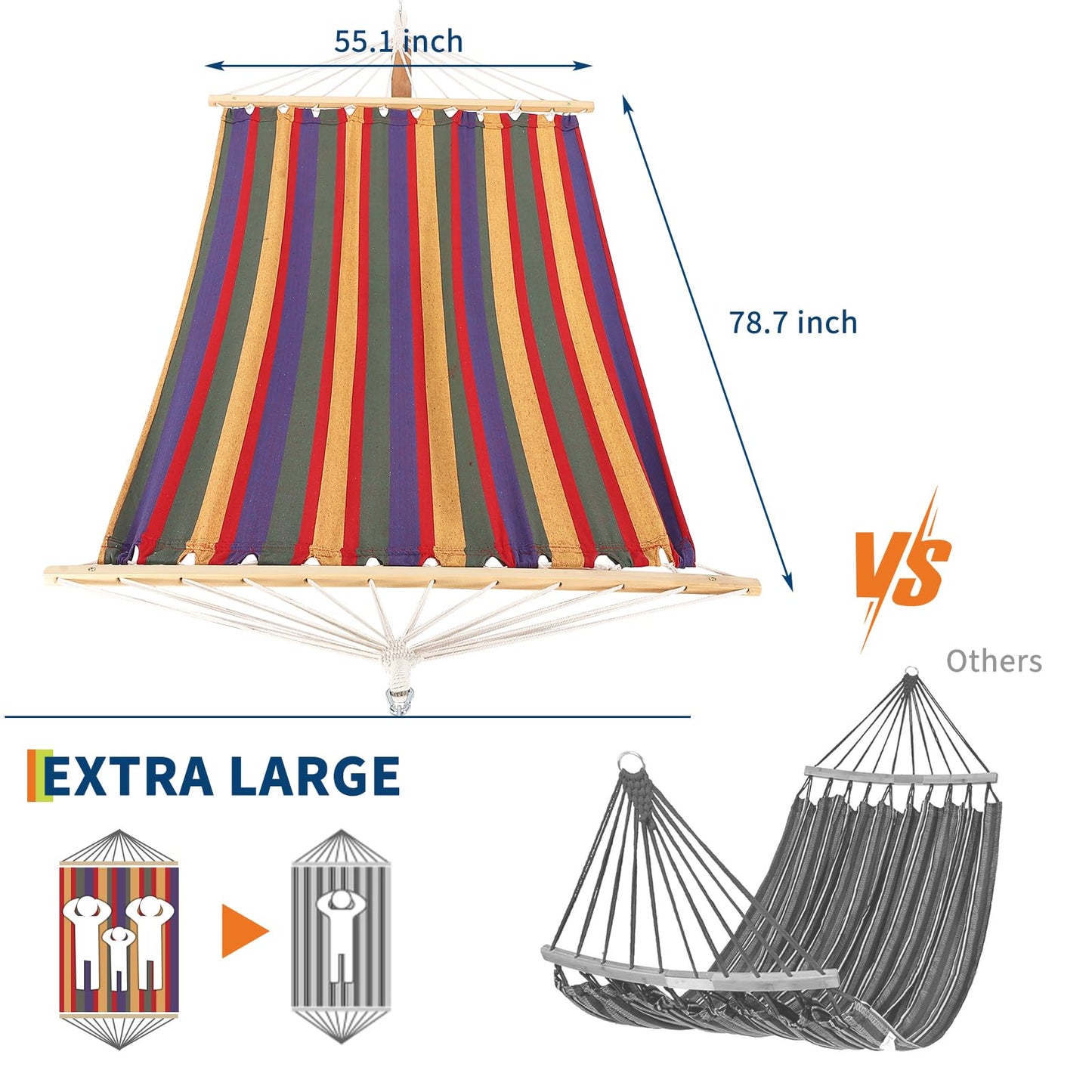 KOKEBREN Wood Hammock Stand Only, Universal Wood Hammock Stand with Chains and Carabiners, Curved Wood Hammock Stand for Outside Patio Backyard Indoor, Max 475 Lbs