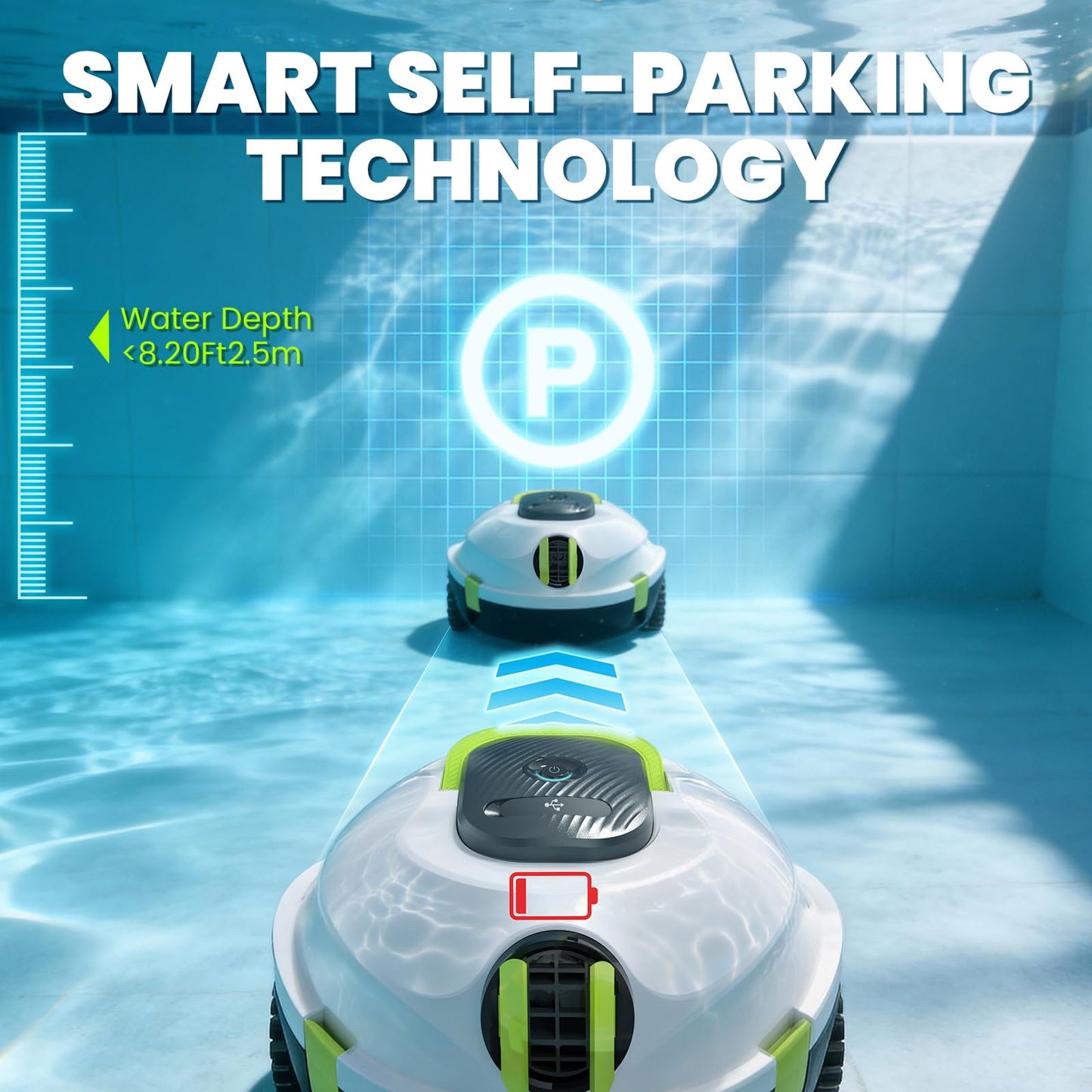 Y20 Robotic Pool Cleaner, Cordless Pool Vacuum for Above Ground & Inground Flat Pools with Dual Motors, 120 Min Runtime, Auto-Parking, Powerful Pool Vacuum Robot for Up to 1100 Sq.Ft