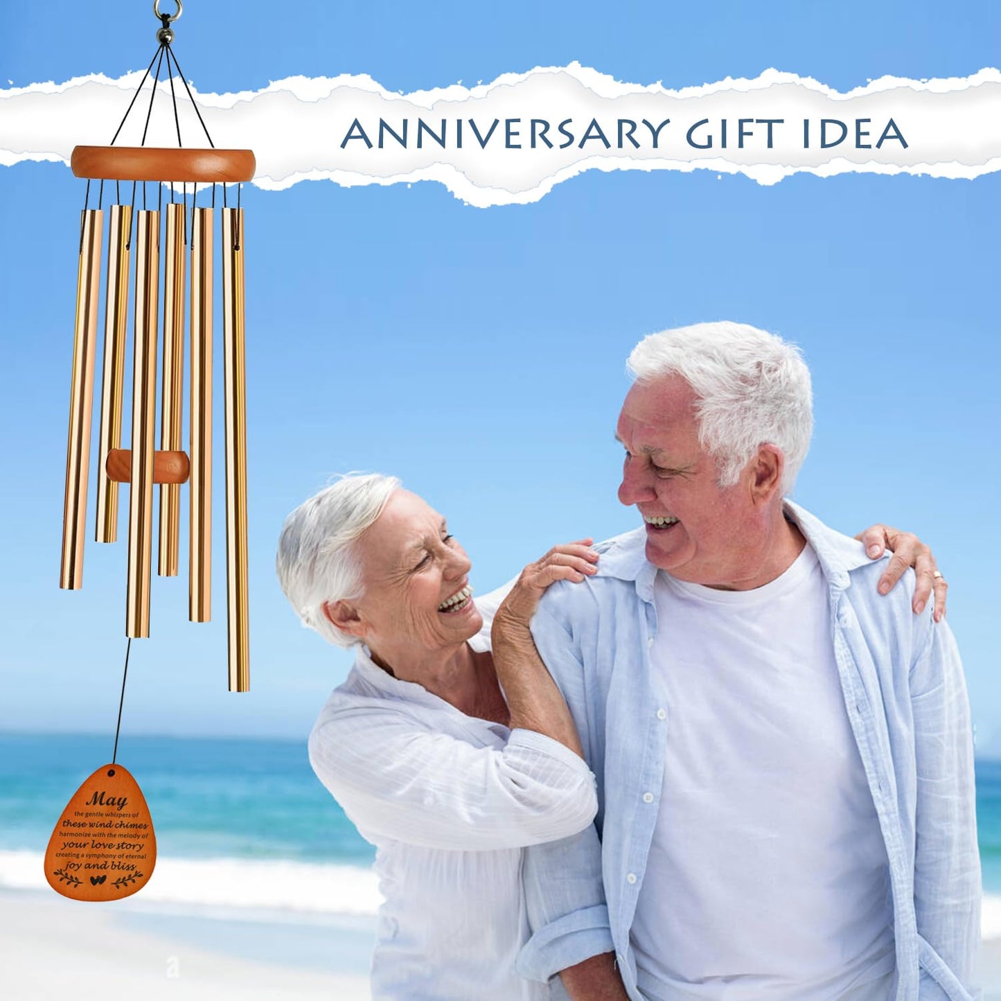 35" Wind Chimes Anniversary Wedding Gifts for Couple, Unique Parents Wedding Anniversary Decorations, Personalized Cool Engagement Gifts