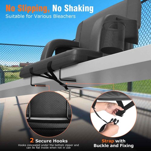 Suteck Dual-Side Heated Stadium Seat with Back Support, 25" Wide Cushion, Foldable Bleacher Chair W/USB 3-Level Heating, 5 Storage Pockets – Portable Stadium Chair for Outdoor Bleachers Camping Games