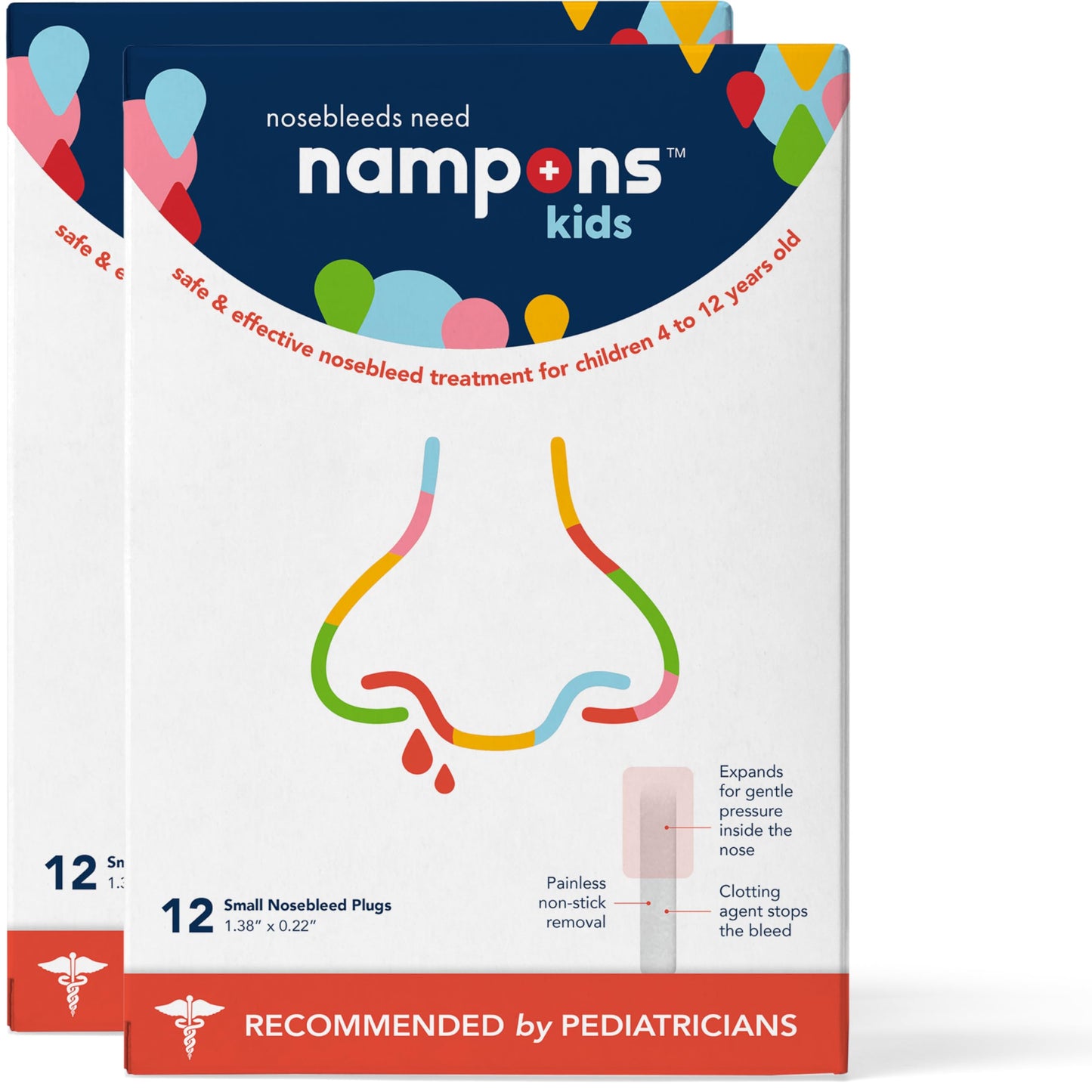 Nampons Kids Nosebleed Stoppers - 24 Easy to Use Nose Bleed Stopper Plugs Kit for Kids. Trusted by Pediatricians. Hypoallergenic Clotting Agent Stops Nosebleeds Fast On Contact. Safe and Pain-Free