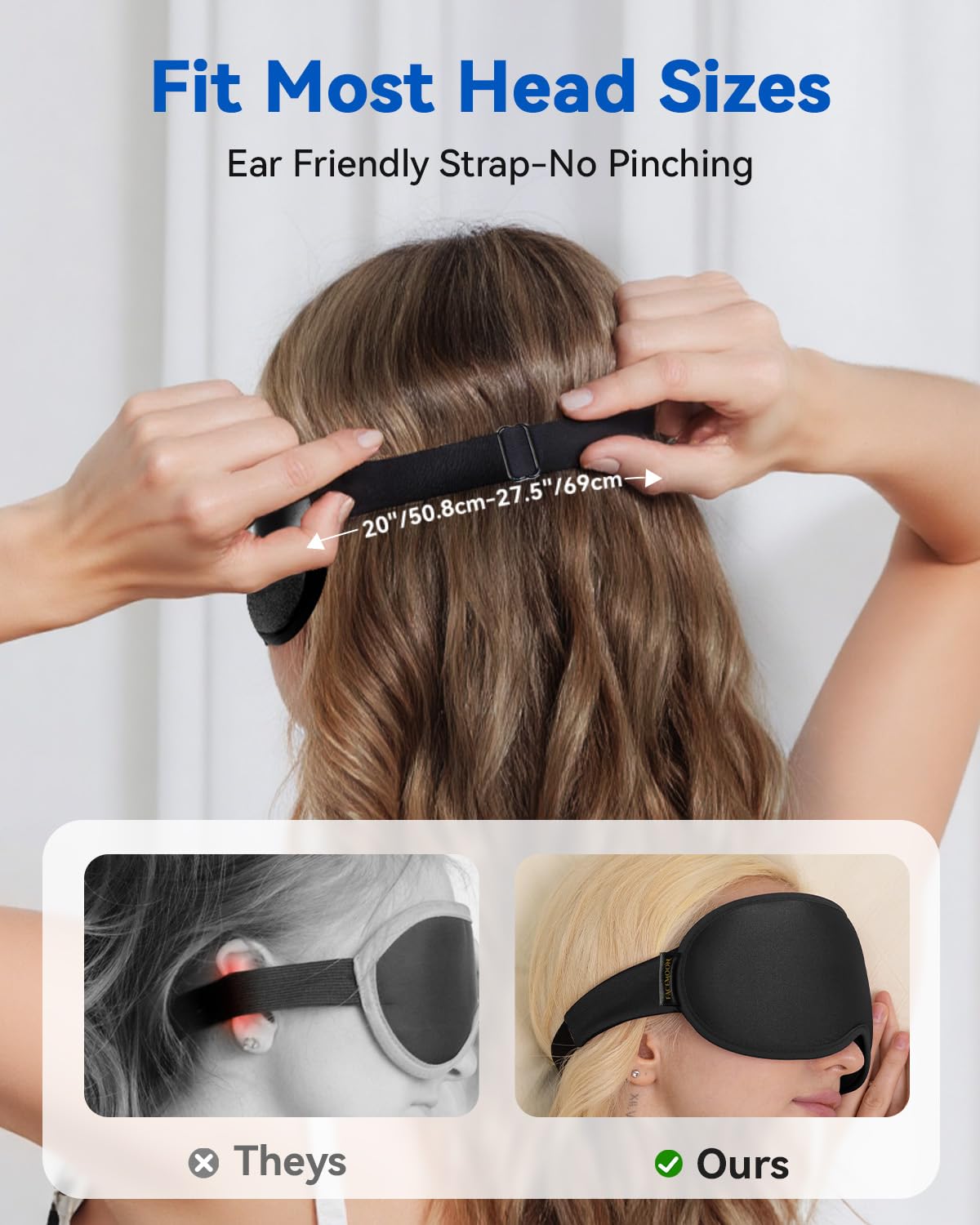 Travel Essentials Blackout Sleep Mask for Men Women: Weighted Designed 3D Zero Eye Pressure Soft - for Long Flight, Car Trip, Office Nap, Bedroom, Apartment - Rest and Relaxation Gifts